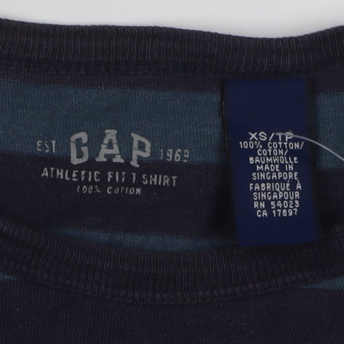 GAP Men's XS Blue Striped Long Sleeve T-Shirt
