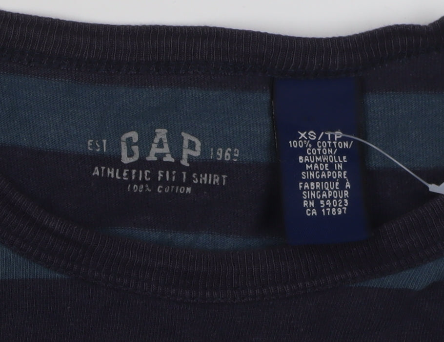 GAP Men's XS Blue Striped Long Sleeve T-Shirt