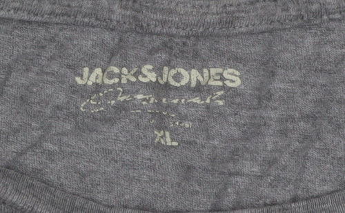 Jack & Jones Grey Men's XL T-Shirt, Short Sleeve, Logo