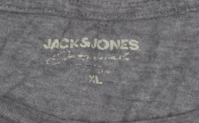 Jack & Jones Grey Men's XL T-Shirt, Short Sleeve, Logo