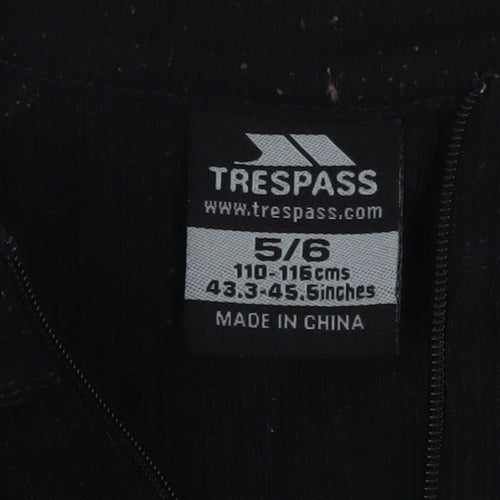 Trespass Boys Black Fleece Full Zip Sweatshirt 5-6 Years