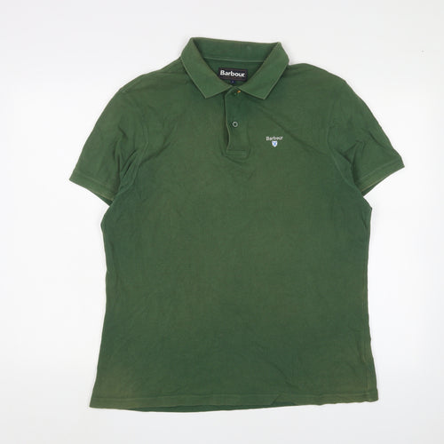 Barbour Men's Green L Polo Shirt, Short Sleeve, Cotton