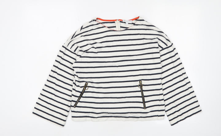 Warehouse Women's White Striped Jersey T-Shirt, Size 10