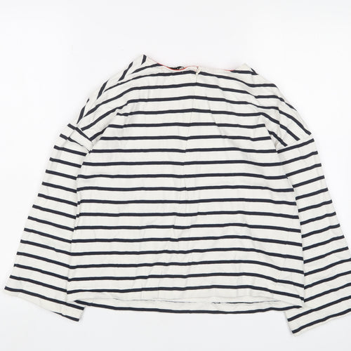 Warehouse Women's White Striped Jersey T-Shirt, Size 10