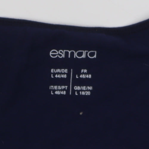 Esmara Women's Blue Basic T-Shirt L Round Neck 3/4 Sleeve