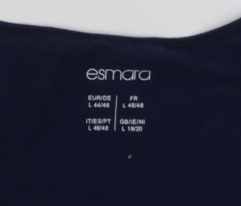 Esmara Women's Blue Basic T-Shirt L Round Neck 3/4 Sleeve