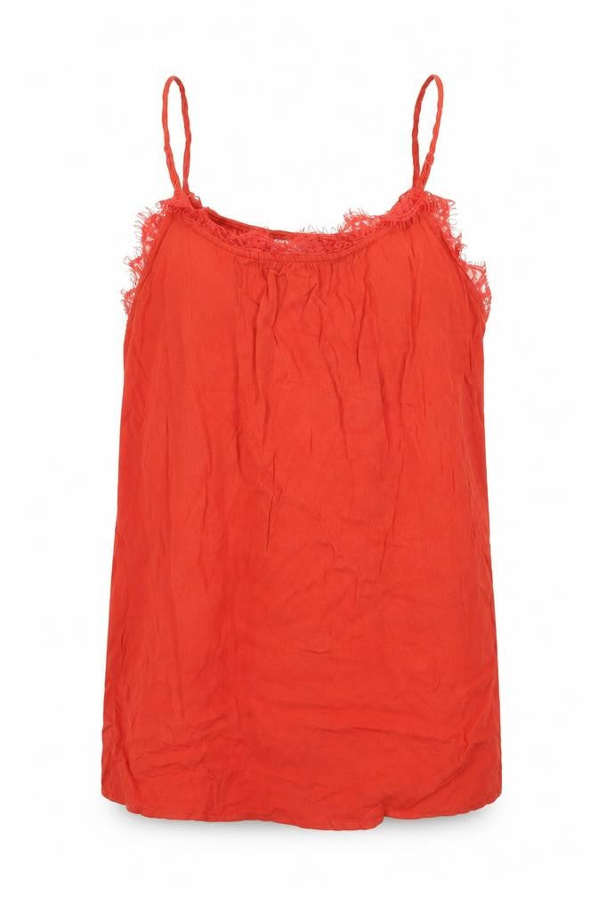 Front view of ICHI Women's Red Medium Camisole Tank Top