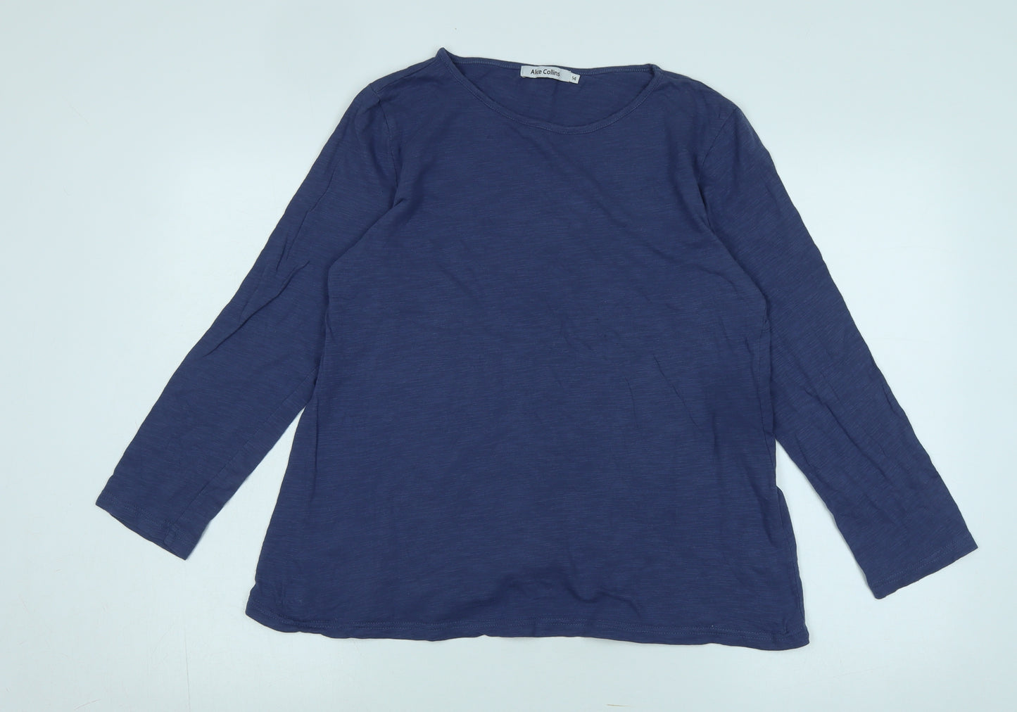 Alice Collins Women's Blue Long Sleeve Basic T-Shirt Size 14