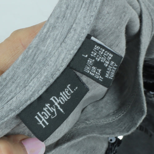 Harry Potter Unisex Grey T-Shirt L Hogwarts Sequin