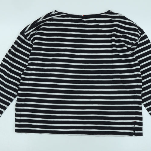 Tommy Hilfiger Women's Black Striped T-Shirt L