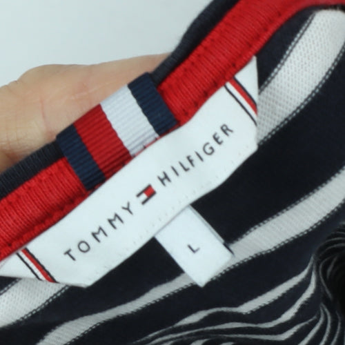 Tommy Hilfiger Women's Black Striped T-Shirt L