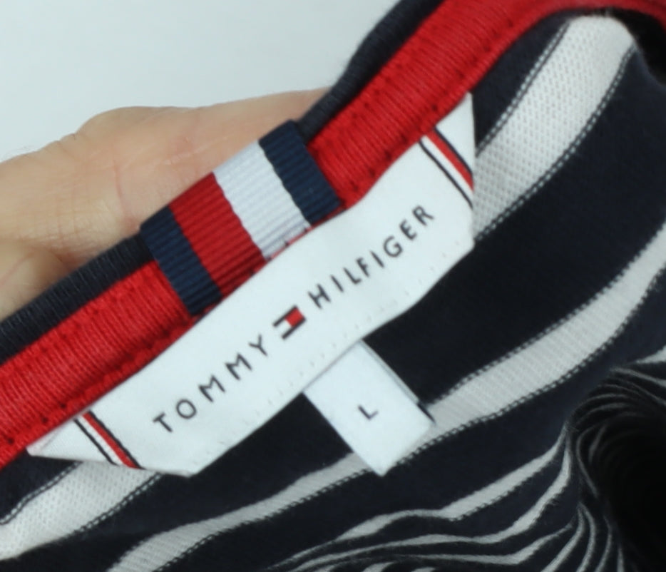 Tommy Hilfiger Women's Black Striped T-Shirt L