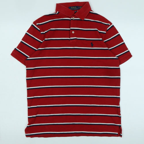 Ralph Lauren Men's Red Striped Polo Shirt M