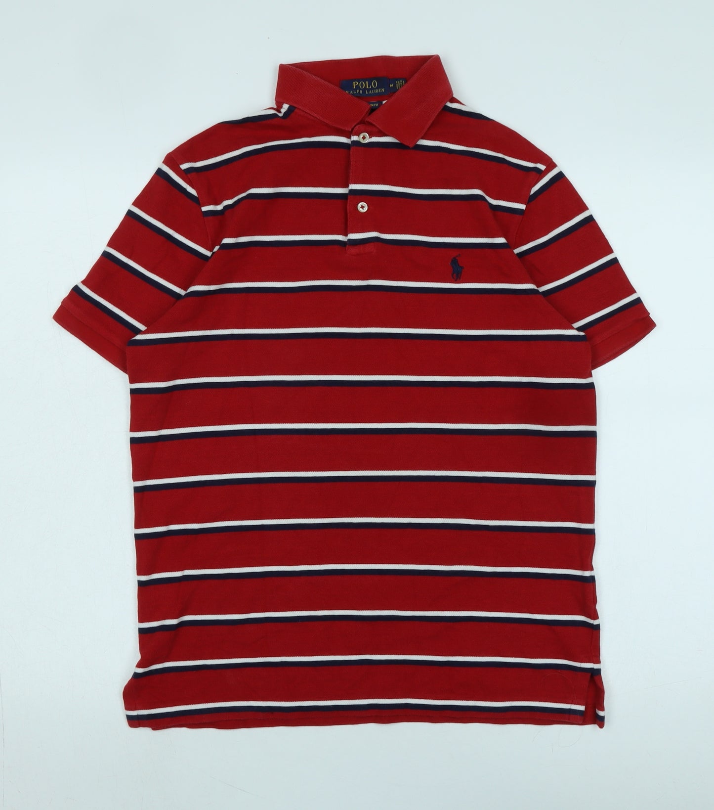 Ralph Lauren Men's Red Striped Polo Shirt M