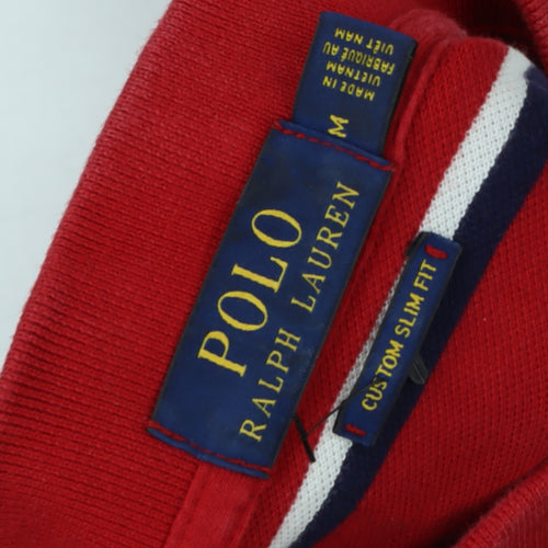 Ralph Lauren Men's Red Striped Polo Shirt M