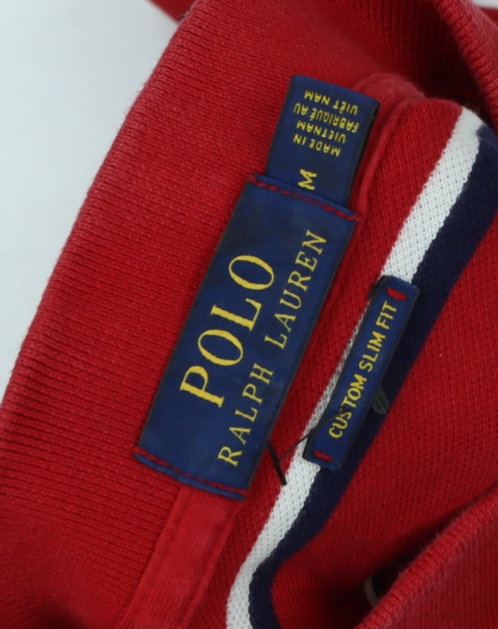 Ralph Lauren Men's Red Striped Polo Shirt M