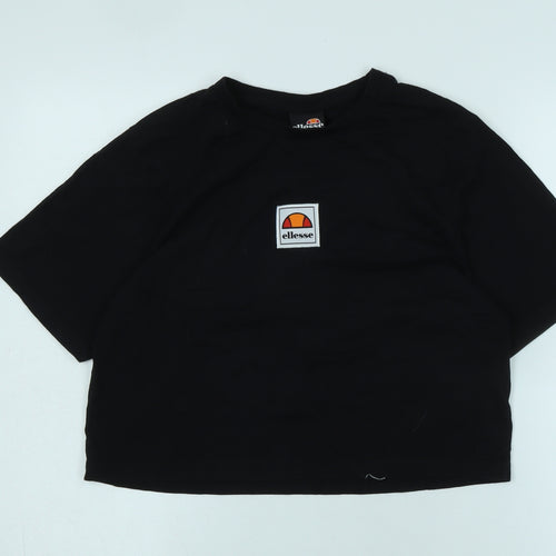 Ellesse Women's Black Cropped T-Shirt, Size 12