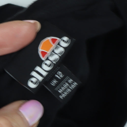 Ellesse Women's Black Cropped T-Shirt, Size 12