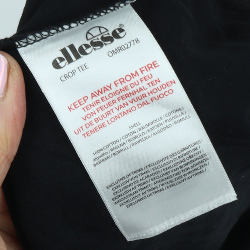 Ellesse Women's Black Cropped T-Shirt, Size 12