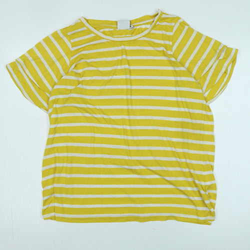 Junarose Women's Yellow Striped T-Shirt Size 18-20