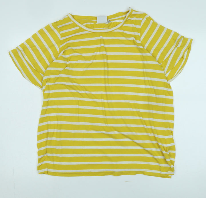 Junarose Women's Yellow Striped T-Shirt Size 18-20