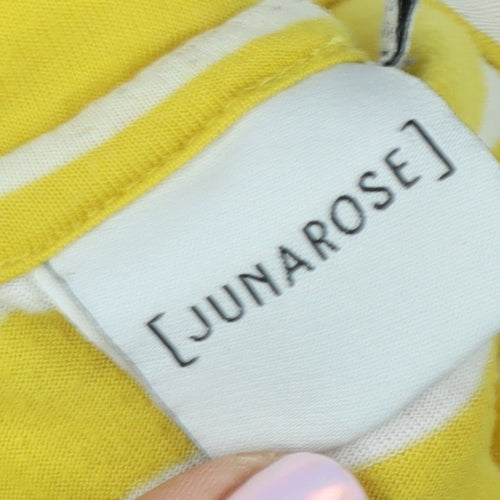 Junarose Women's Yellow Striped T-Shirt Size 18-20