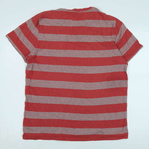 Gap Men's Red Striped T-Shirt, Size L, Short Sleeve, Cotton