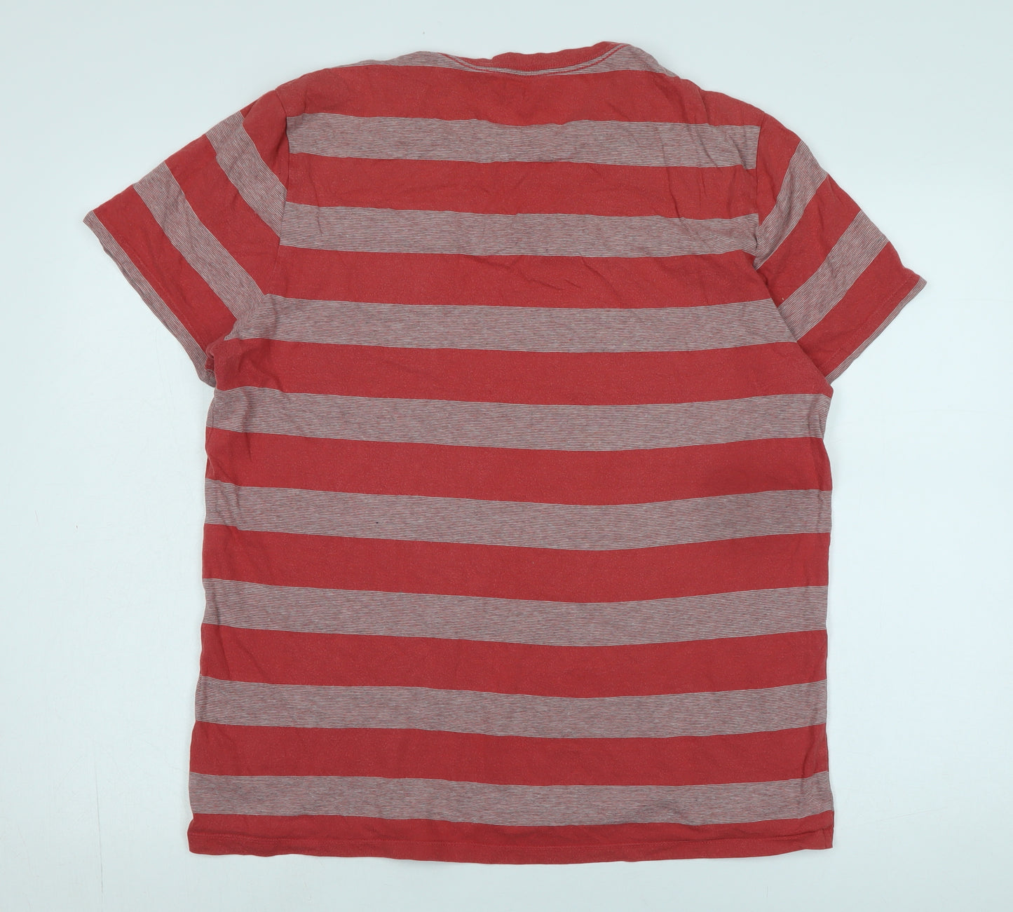 Gap Men's Red Striped T-Shirt, Size L, Short Sleeve, Cotton