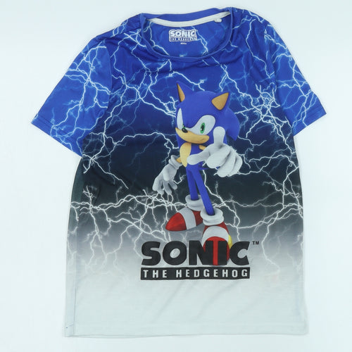 Boys Sonic the Hedgehog Blue T-Shirt 9-10 Years Graphic Casual