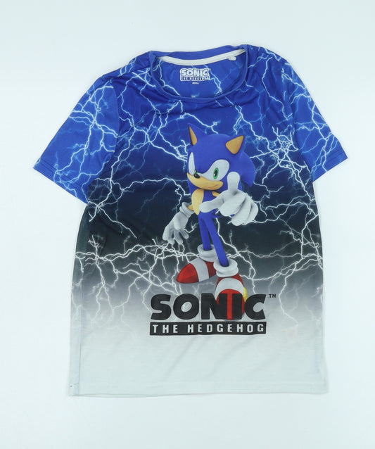 Boys Sonic the Hedgehog Blue T-Shirt 9-10 Years Graphic Casual