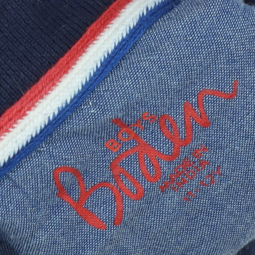 Boden Boys Blue Polo Shirt, 11-12 Years, Button Accents