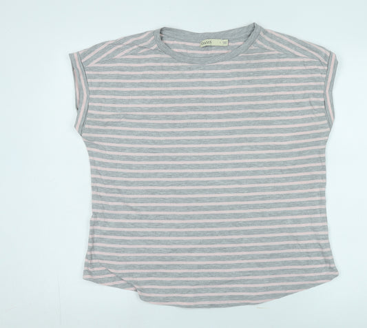 Oasis Women's Grey Pink Striped T-Shirt, Size L