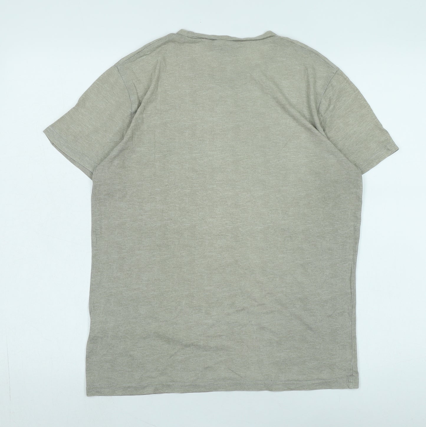 Hollister Men's Grey Striped Crew Neck T-Shirt Size S