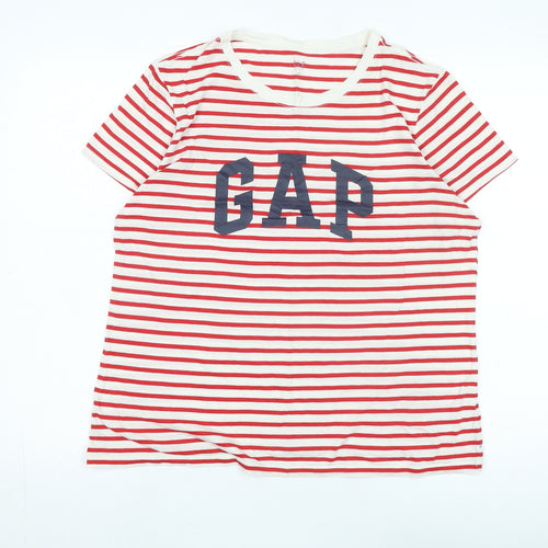 GAP Unisex Red White Striped Ringer T-Shirt XL