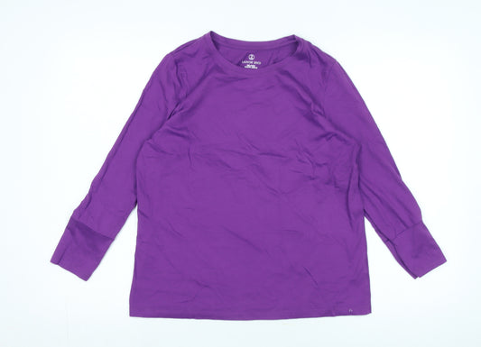 Lands' End Women's Purple Long Sleeve Relaxed T-Shirt XS