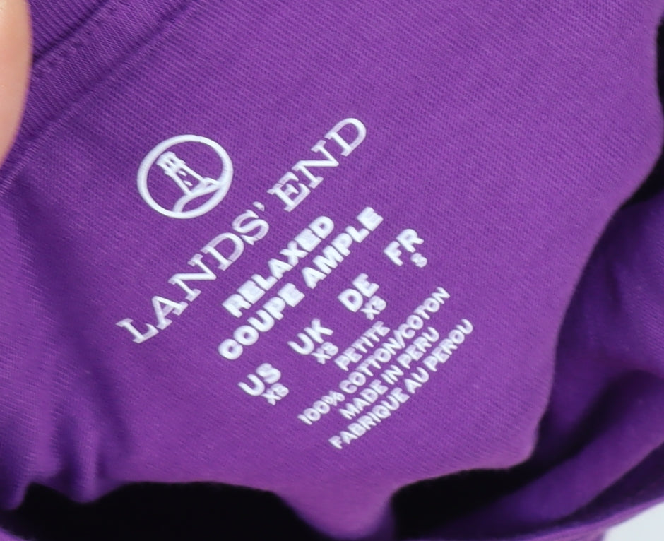 Lands' End Women's Purple Long Sleeve Relaxed T-Shirt XS