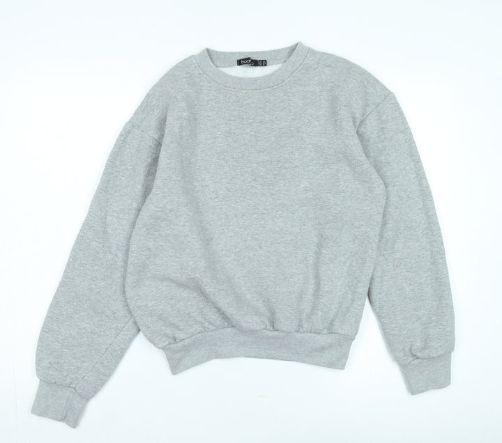 Boohoo Women's Grey Pullover Sweatshirt UK 10, Casual Jersey