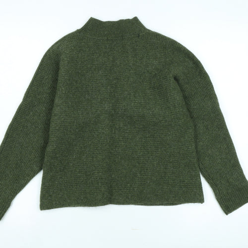 White Stuff Women's Green Mock Neck Wool Pullover Jumper