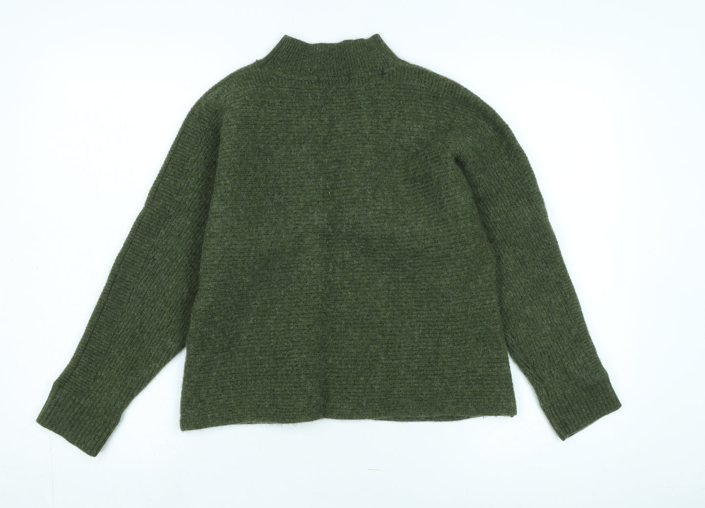 White Stuff Women's Green Mock Neck Wool Pullover Jumper