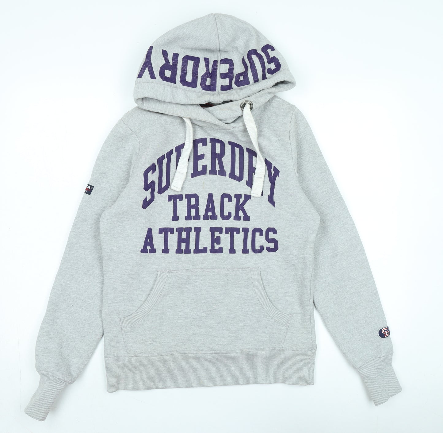 Superdry Men's Grey Pullover Hoodie M Logo Sports