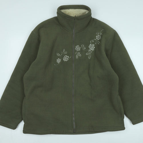 Amoretti Women's Green Floral Fleece Jacket M