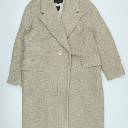 Zara Women's Beige Long Overcoat, Classic Style Size M