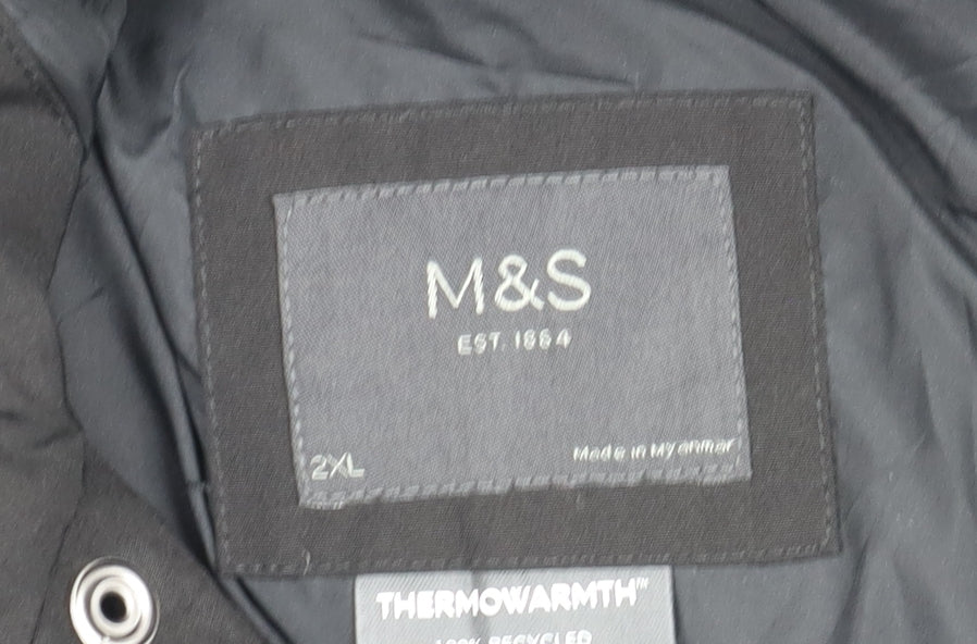 Marks and Spencer Men's Black 2XL Hooded Puffer Jacket