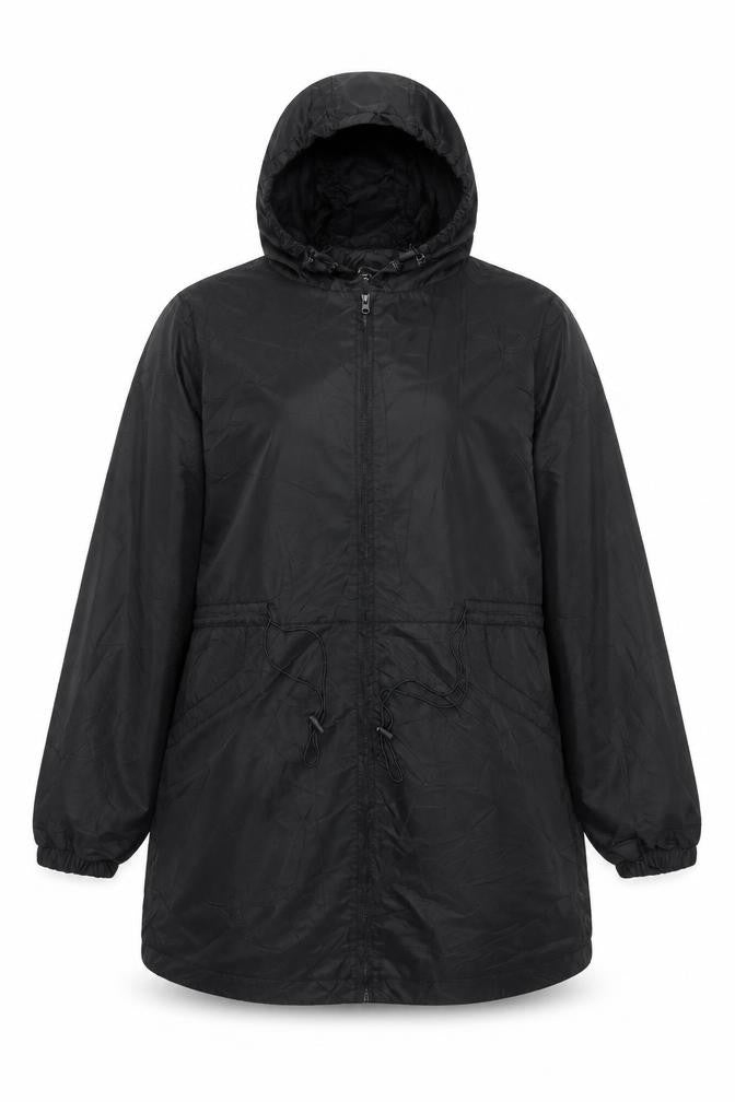 Front view of Active Women's Black Parka Jacket with Hood, size 10
