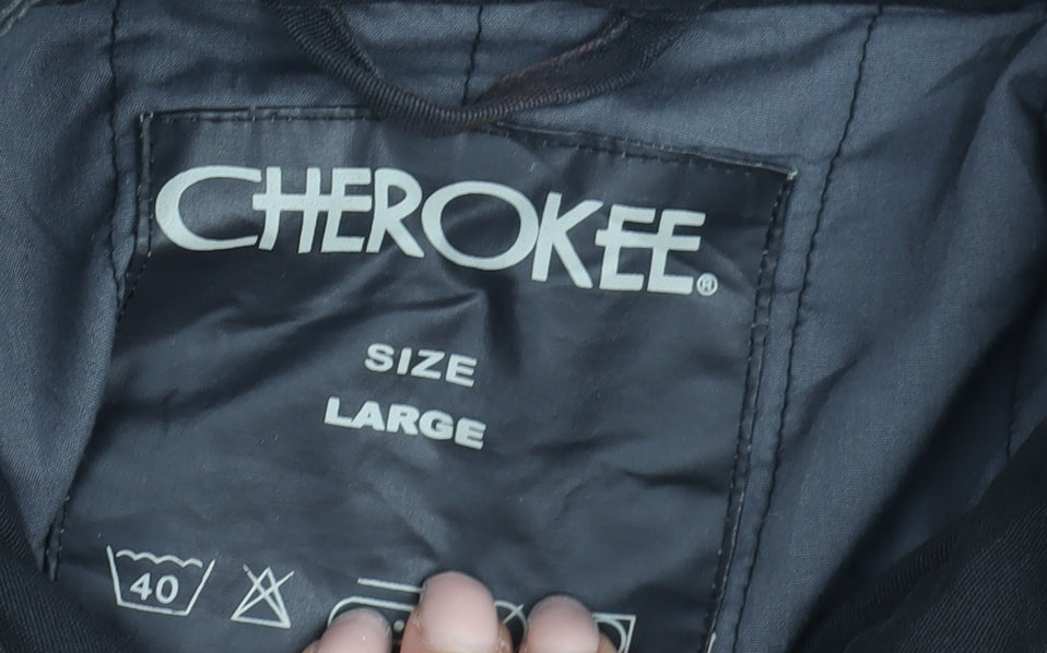 Cherokee Men's Black Bomber Jacket L Casual Zip