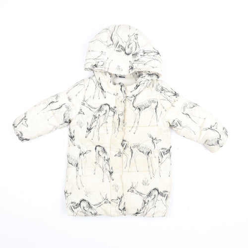 babyGap Girls Ivory Animal Print Puffer Jacket Size 3