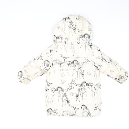 babyGap Girls Ivory Animal Print Puffer Jacket Size 3