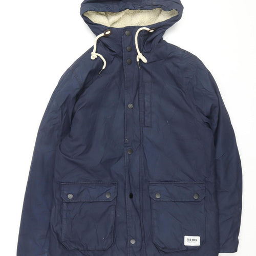 Divided Men's Blue Hooded Jacket, Size S - Casual & Stylish