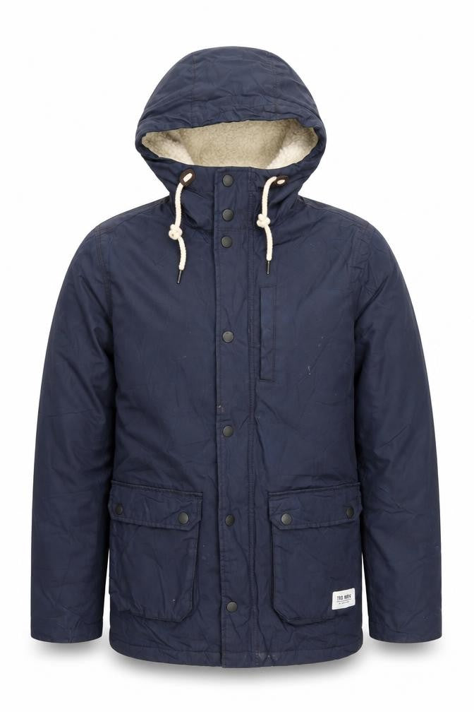 Front view of Divided Men's Blue Hooded Jacket, size S, - Casual & Stylish