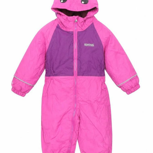 Regatta Girls Pink Purple Jumpsuit, 2 Years, Hooded & Water Resistant